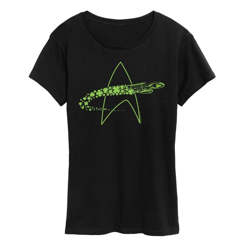 アニメキャラクター レディース トップス Tシャツ グラフィック Licensed Character Women'star Trek U.S.S. Enterprise Shamrocks Graphic Tee Black ブラック