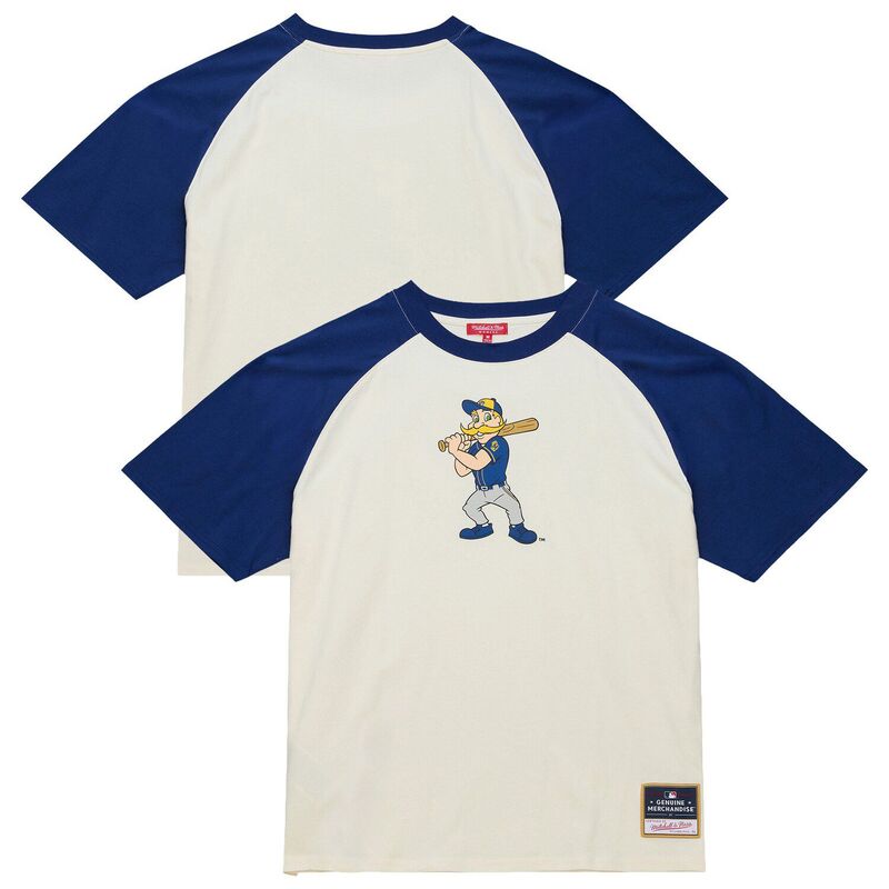 ミッチェル&ネス レディース トップス Tシャツ Women's Mitchell & Ness Creamilwaukee Brewers Boyfriend Raglan T-Shirt Brw Beige ベージュ