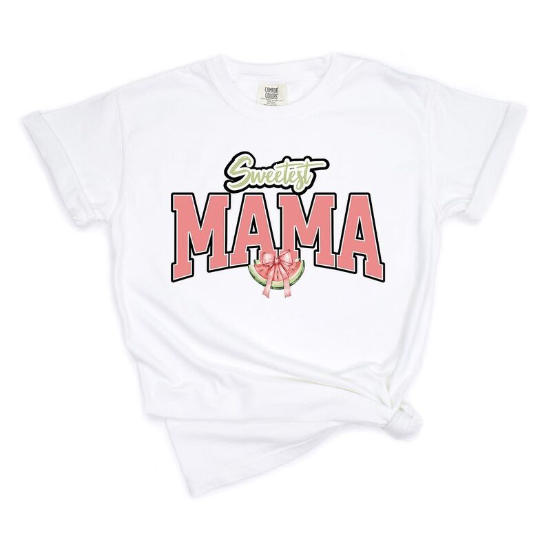 Simply Sage Market レディース トップス ティーシャツ Simply Sage Market Coquette Sweetest Mama Watermelon Garment Dyed Tees White 白いこと レディースファッション-Tシャツ・カットソー-トップス