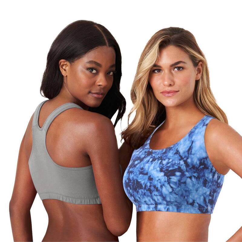 コンフォート チョイス レディース アンダーウェア ブラジャー プラスサイズ Comfort Choice Women's Plusize Wirelessport Bra 2-pack Blue Tie Dye ブルー