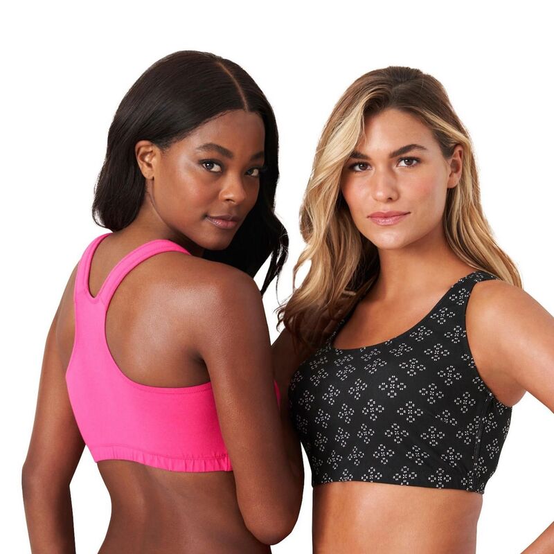 コンフォート チョイス レディース アンダーウェア ブラジャー プラスサイズ Comfort Choice Women's Plusize Wirelessport Bra 2-pack Geo Assorted Pack