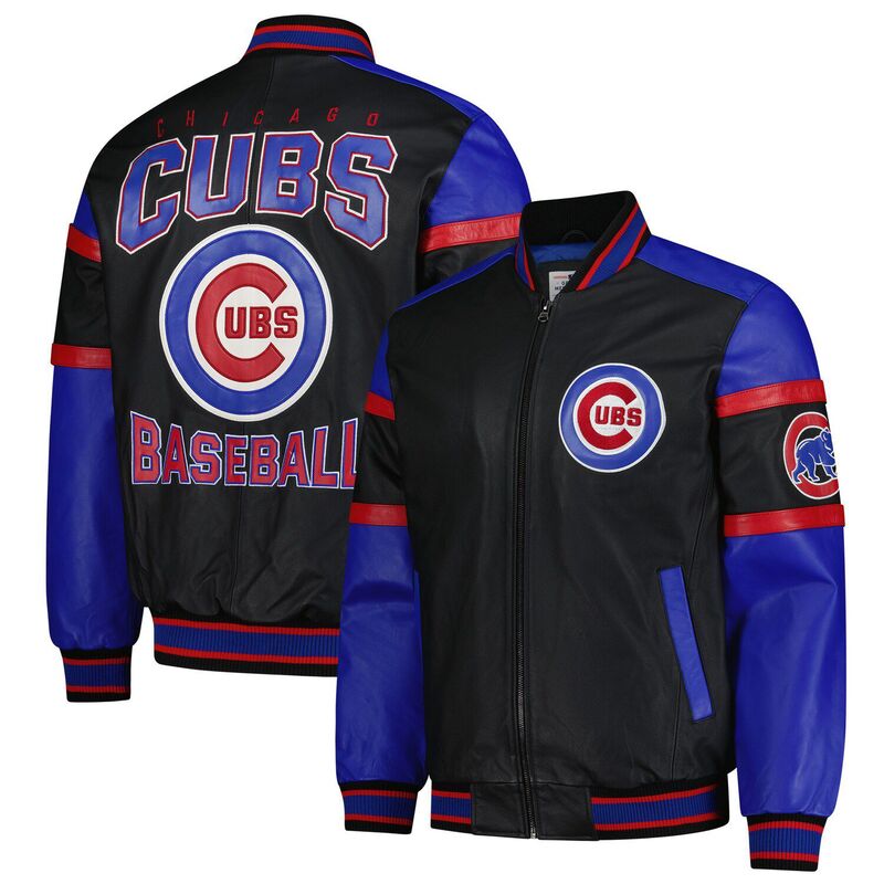 カール バンクス メンズ アウター ジャケット・ブルゾン レザー Men's G-III Sports by Carl Banks Black Chicago Cubs Full-Zip Leather Varsity Jacket Cublack ブラック