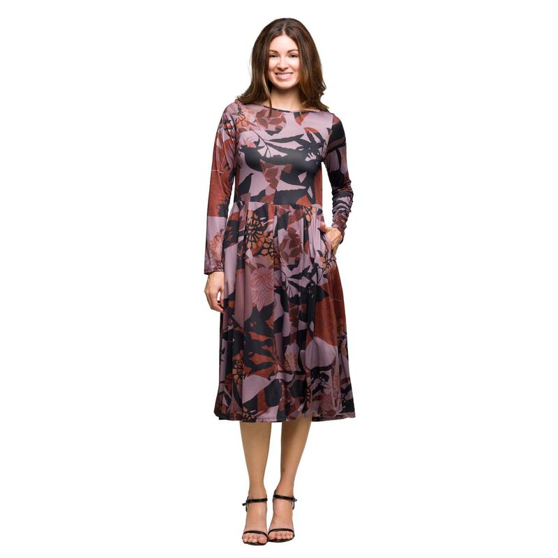 24 セブンコンフォート レディース トップス ワンピース プリント ミディ Women's 24Seven Comfort Apparel Print Long Sleeve Midi Dress Gray Multi グレー