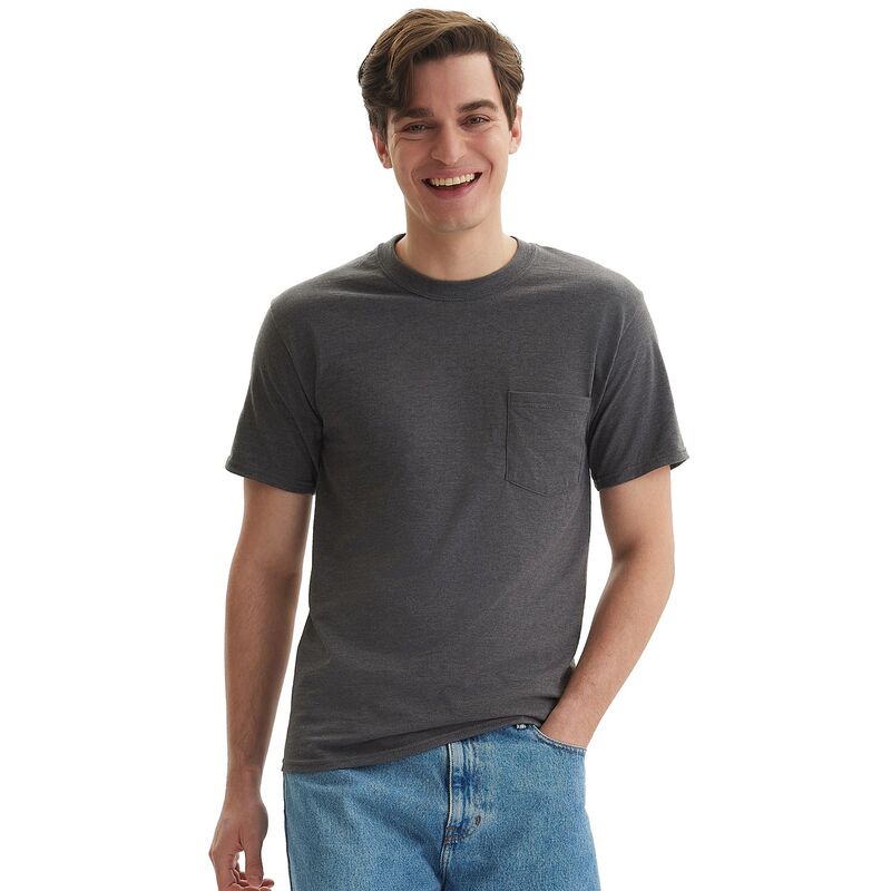 ヘインズ メンズ トップス Tシャツ Men's Hanes Beefy-T 2-Pack Pocket-Shirt Charcoal Heather チャコール