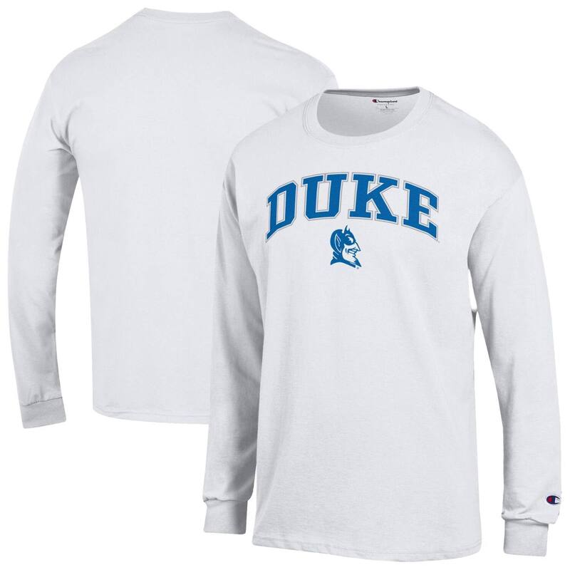チャンピオン メンズ トップス Tシャツ ロゴ Men Champion White Duke Blue Devils Arch Over Logo Long Sleeve T-Shirt Duk White ホワイト