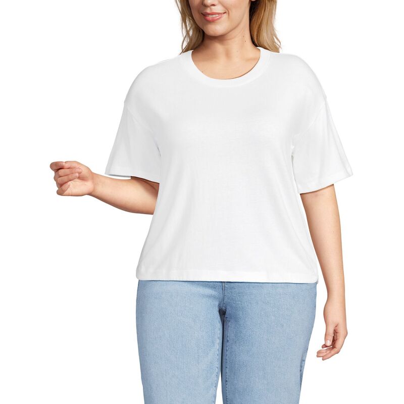 ランズエンド レディース トップス Tシャツ プラスサイズ Plusize Lands' End Short Sleeve Mariner T-Shirt White ホワイト