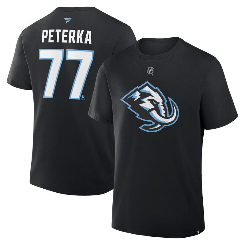ファナティクス メンズ トップス Tシャツ Men's Fanatics JJ Peterka Black Utah Mammoth Authentic Stack Name & Number T-Shirt Utm Black ブラック｜ReVida 店