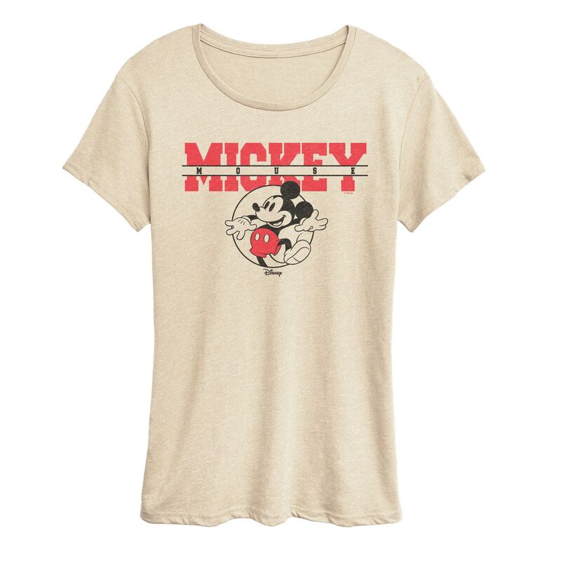 ディズニー レディース トップス Tシャツ グラフィック Women's Disney's Mickey Mouse Collegiate Graphic Tee Beige ベージュ