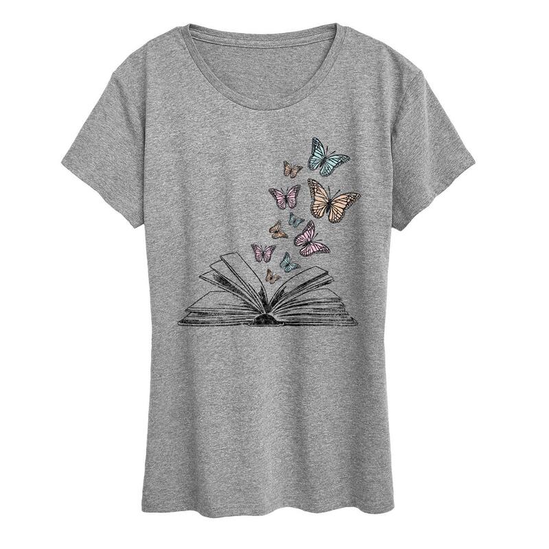 アニメキャラクター レディース トップス Tシャツ グラフィック Licensed Character Women's Butterfly Book Graphic Tee Heather Gray グレー