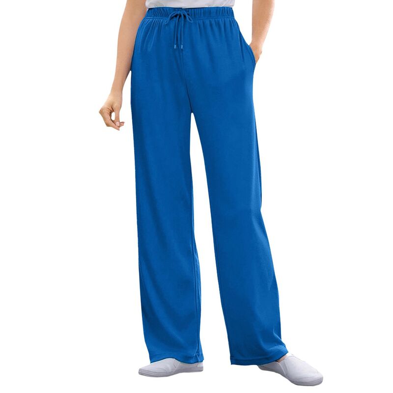 ウーマン ウィズイン レディース ボトムス カジュアルパンツ プラスサイズ トール ニット Woman Within Plusize Tall Sport Knit Straight-Leg Pull-On Pants Bright Cobalt コバルト