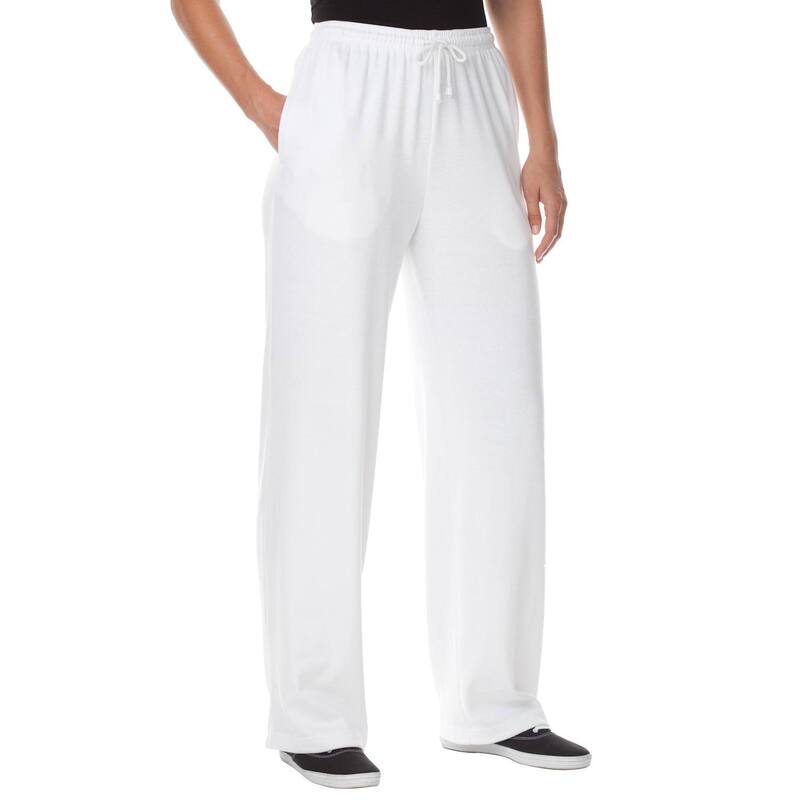 ウーマン ウィズイン レディース ボトムス カジュアルパンツ プラスサイズ トール ニット Woman Within Plusize Tall Sport Knit Straight-Leg Pull-On Pants White ホワイト