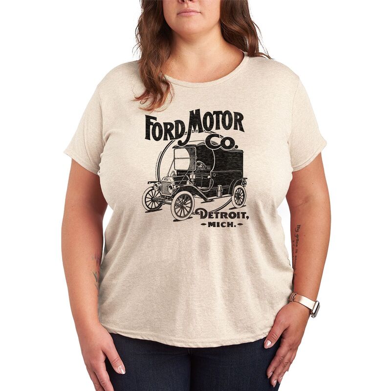 アニメキャラクター レディース トップス Tシャツ プラスサイズ グラフィック Licensed Character Plusize Ford 1911 Model T Graphic Tee Beige ベージュ