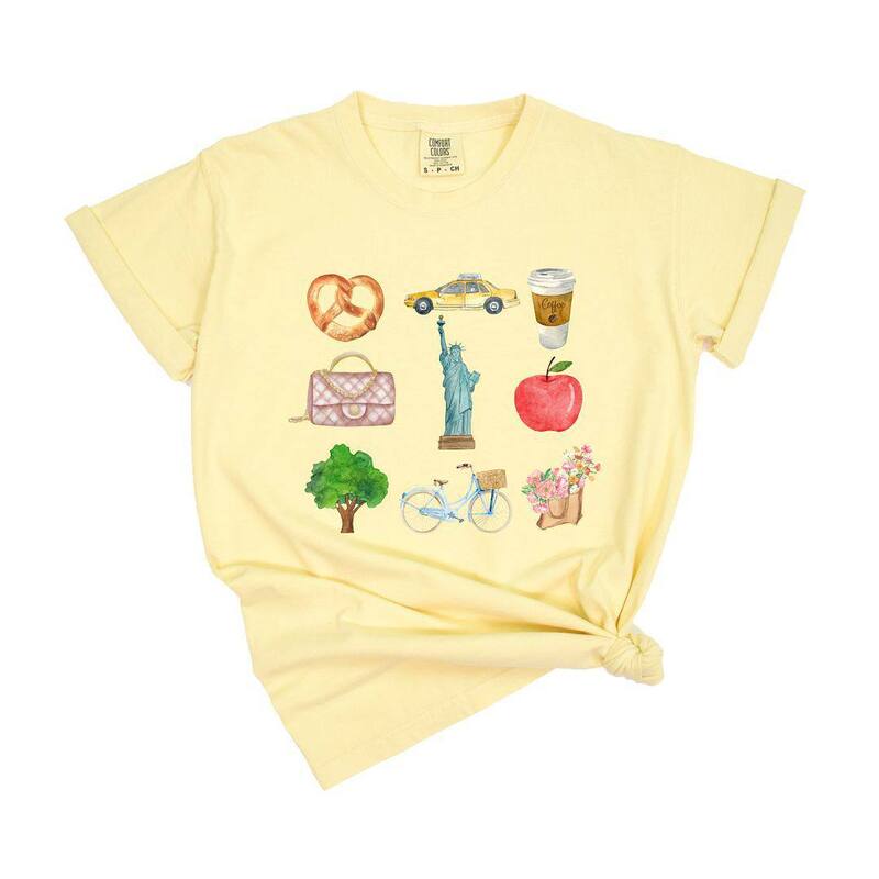 Simply Sage Market レディース トップス ティーシャツ Simply Sage Market New York Travel Collage Garment Dyed Tees Butter トップス-レディースファッション