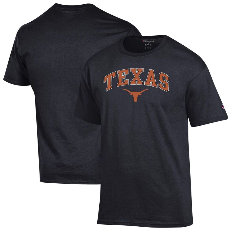 チャンピオン メンズ トップス Tシャツ ロゴ Men'sChampion Black Texas Longhorns Arch Over Logo T-Shirtex Black ブラック｜ReVida 店