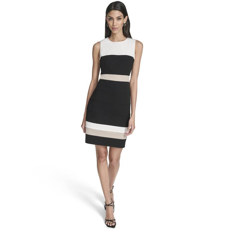 アンドリューマーク レディース トップス ワンピース ノースリーブ Women's Andrew Marc Sleeveless Color Block Sheath Dress Black Neutral ブラック