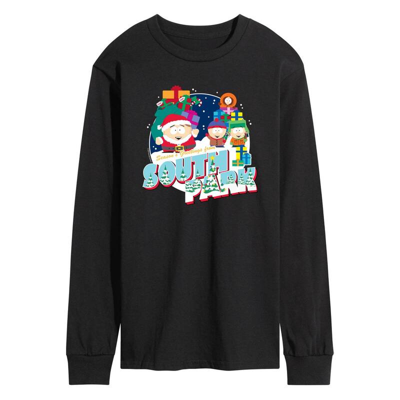 アニメキャラクター メンズ トップス Tシャツ グラフィック Licensed Character Men'south Park Season's Greetings Long Sleeve Graphic Tee Black ブラック｜ReVida 店 7,755円