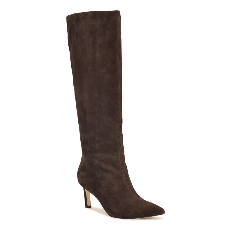 ナインウェスト レディース シューズ ブーツ・レインブーツ Nine West Lorthey Women's Knee High Dress Boots Dark Brown Suede ブラウン