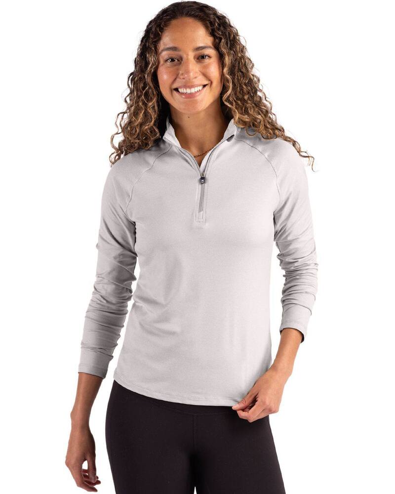 截断機アンドうしろ側 レディース トップス プルオーバー Cutter \u0026 Buck Coastlinepicomfort Recycled Womens 1/4 Zip Concrete