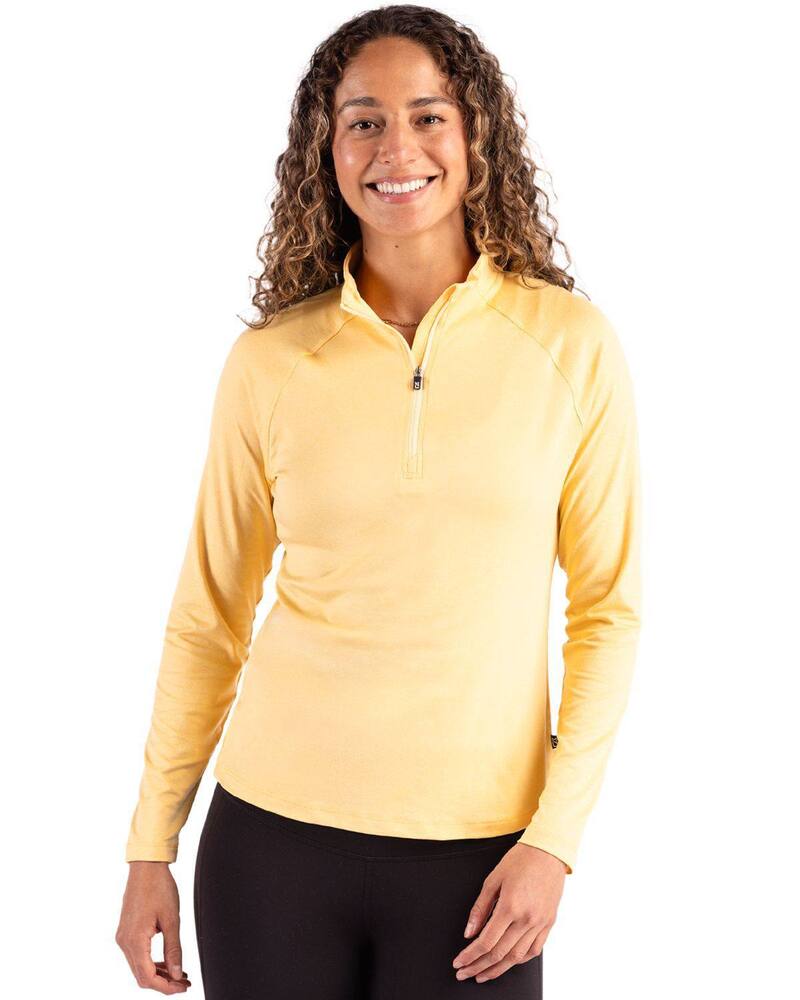 截断機アンドうしろ側 レディース トップス プルオーバー Cutter \u0026 Buck Coastlinepicomfort Recycled Womens 1/4 Zip Desert