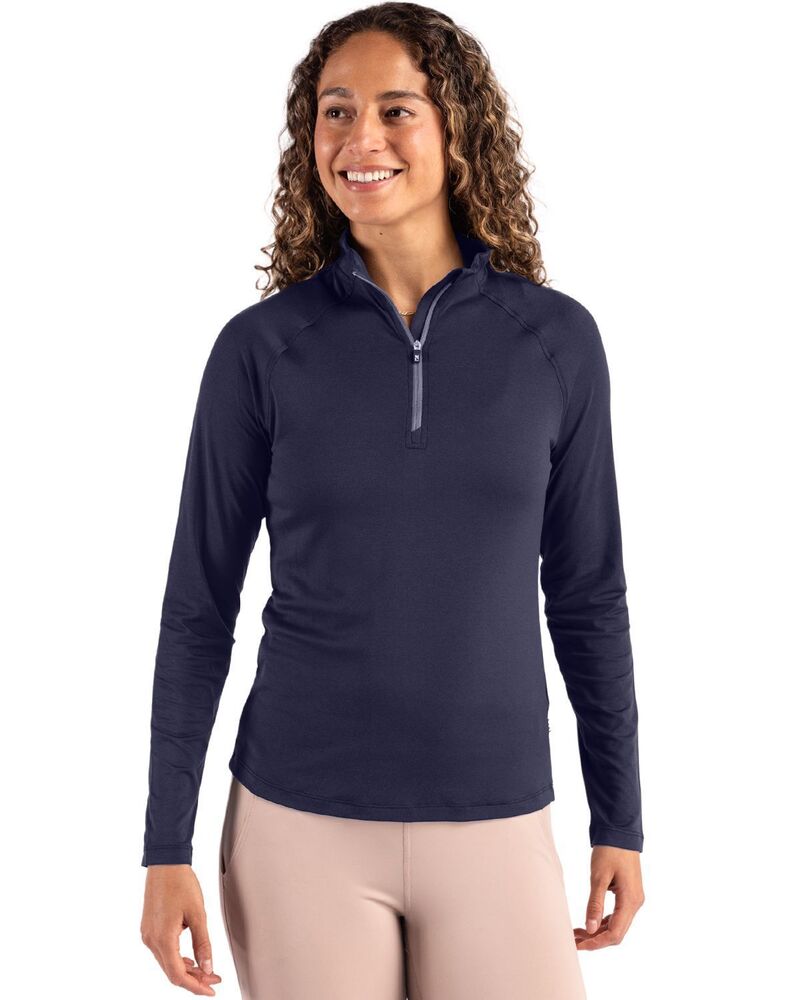 截断機アンドうしろ側 レディース トップス プルオーバー Cutter \u0026 Buck Coastlinepicomfort Recycled Womens 1/4 Zip Navy Blue 米国海軍