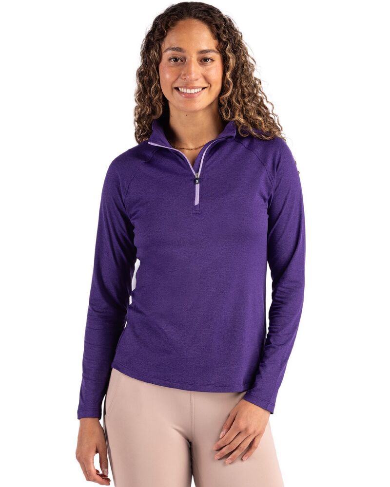 截断機アンドうしろ側 レディース トップス プルオーバー Cutter \u0026 Buck Coastlinepicomfort Recycled Womens 1/4 Zipurple パープル