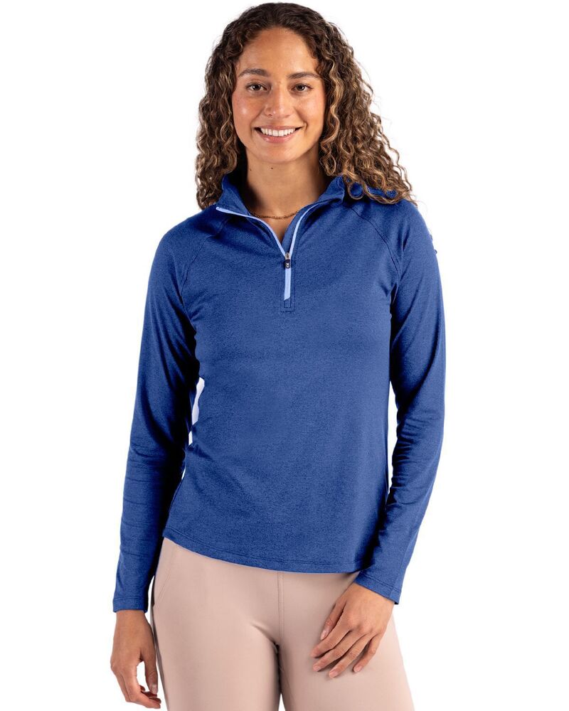 截断機アンドうしろ側 レディース トップス プルオーバー Cutter \u0026 Buck Coastlinepicomfort Recycled Womens 1/4 Zip Tour Blue 青み