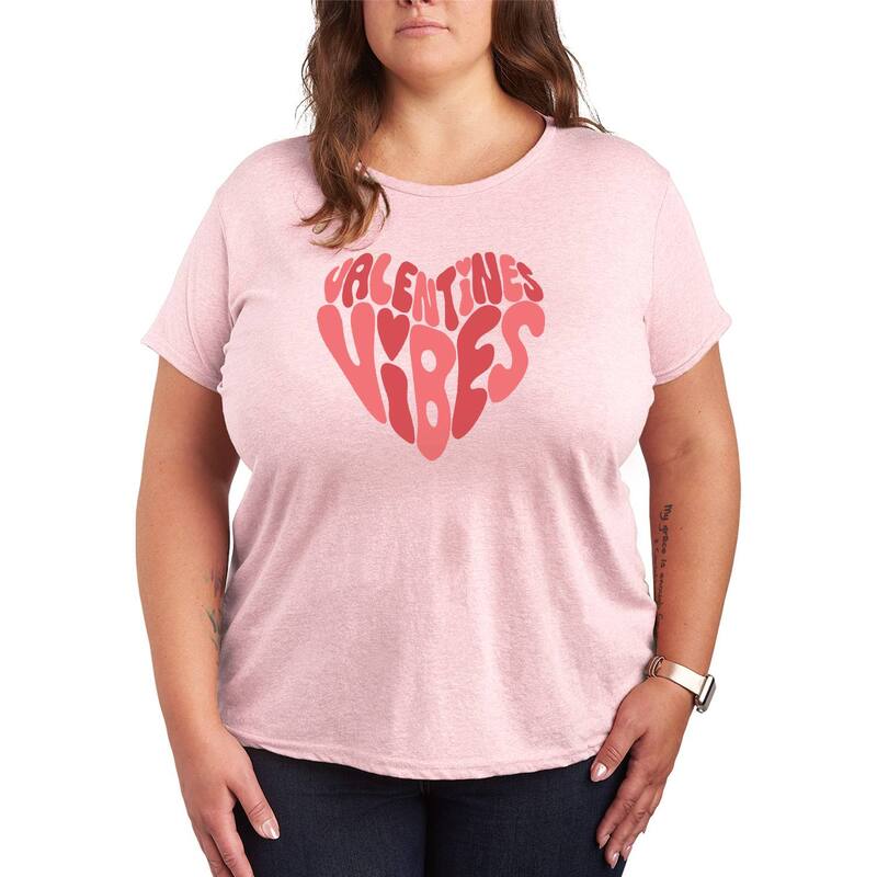アニメキャラクター レディース トップス Tシャツ プラスサイズ グラフィック Licensed Character Plusize Women's Valentines Vibes Graphic Tee Heather Pink ヘザー 6,445円