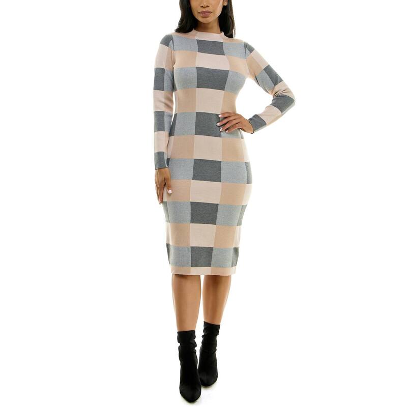 ニナレオナルド レディース トップス ワンピース Women's Nina Leonard Jacquard Sheath Dress Gray Tan Multi グレー｜ReVida 店 9,475円