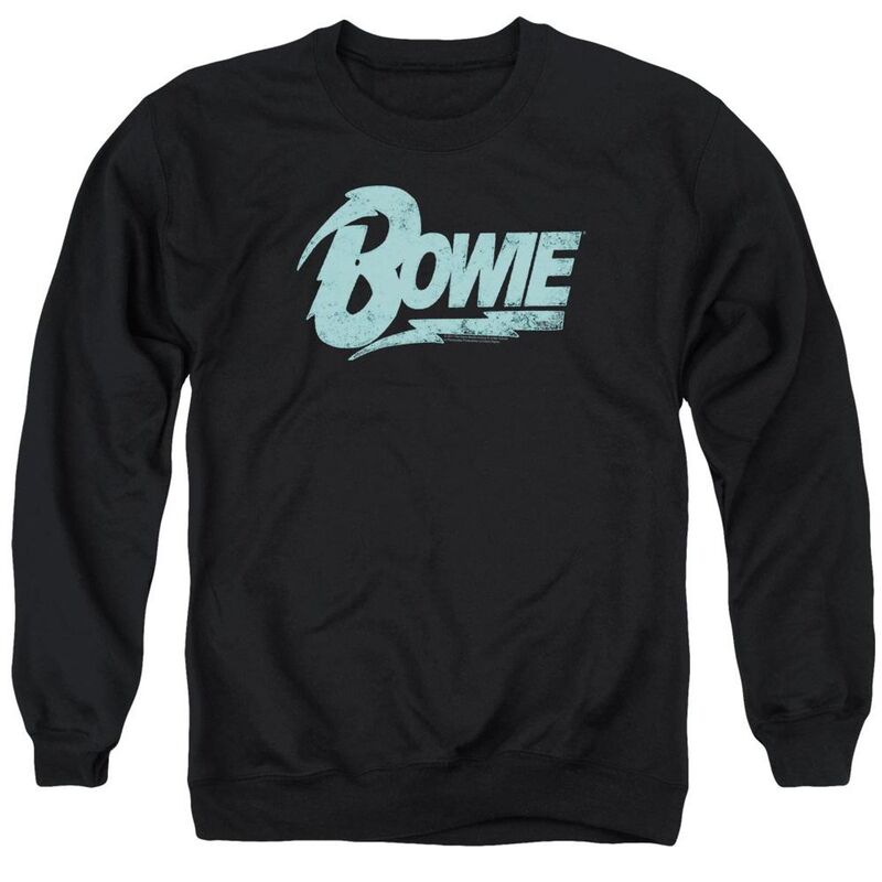 アニメキャラクター メンズ アウター ニット・セーター クルーネック スウェット シャツ ロゴ Licensed Character David Bowie Logo Adult Crewneck Sweatshirt Black ブラック
