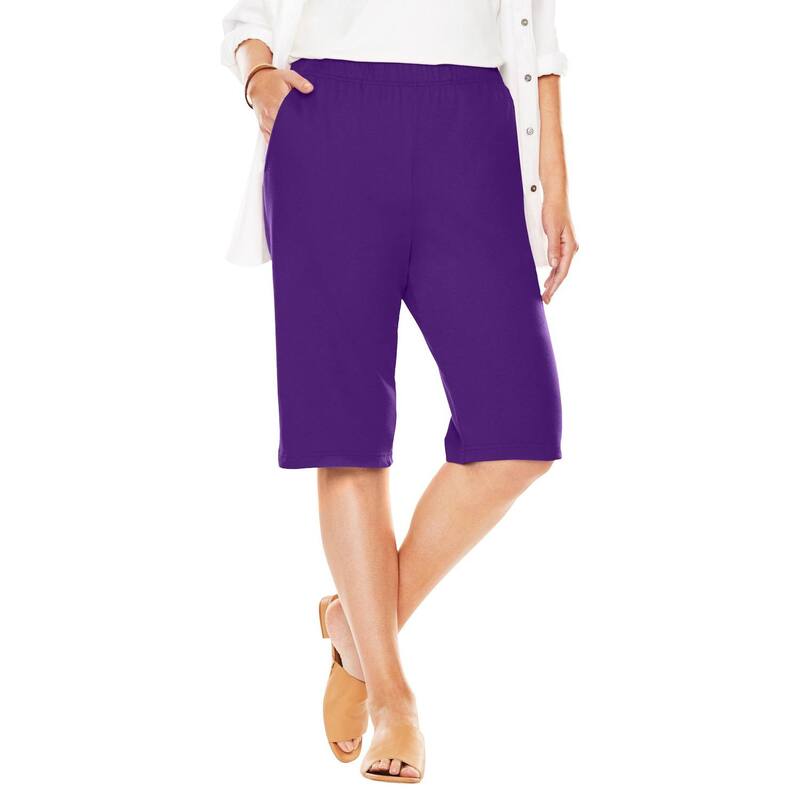 ウーマン ウィズイン レディース ボトムス ハーフパンツ・ショーツ プラスサイズ ショートパンツ ニット Woman Within Plusize 7-Day Knit Bermuda Shorts Radiant Purple パープル 9,225円