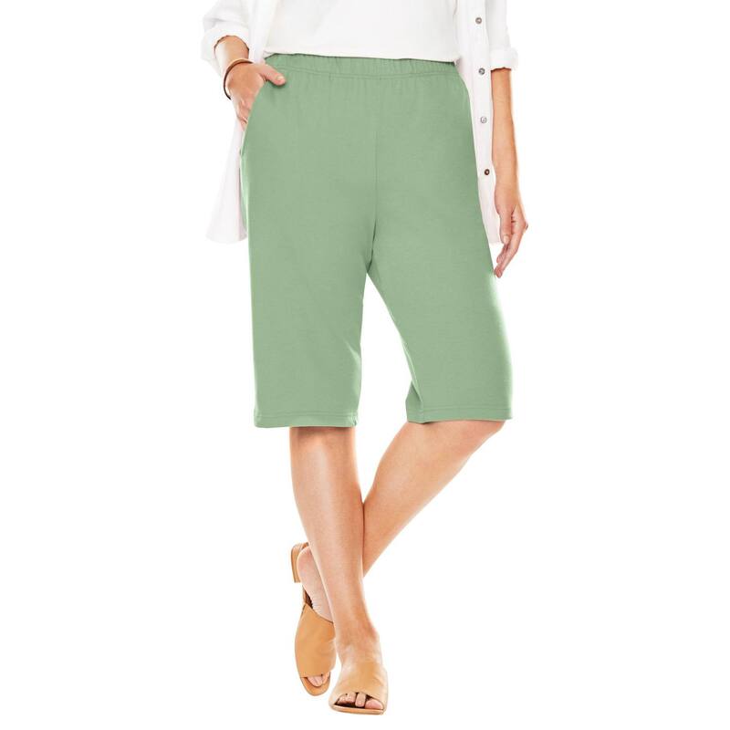 ウーマン ウィズイン レディース ボトムス ハーフパンツ・ショーツ プラスサイズ ショートパンツ ニット Woman Within Plusize 7-Day Knit Bermuda Shortsage セージ 8,610円