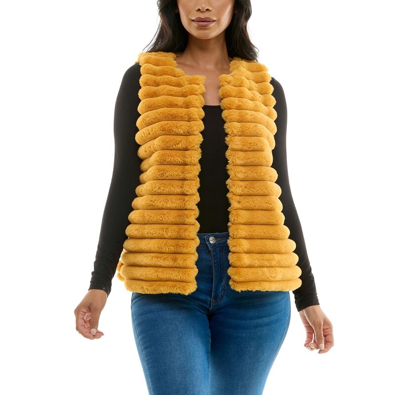 ニナレオナルド レディース アウター ジャケット・ブルゾン ベスト Women's Nina Leonard Horizontal Faux Fur Vest Mustard マスタード
