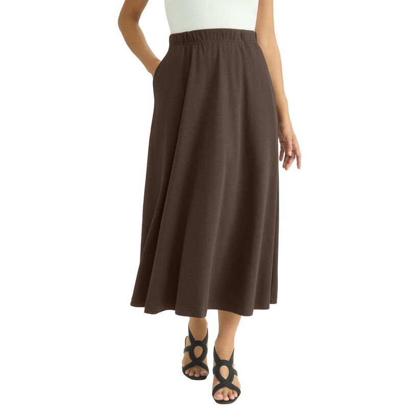 ジェシカロンドン レディース ボトムスカート プラスサイズ ミディ Jessica London Women's Plusize Soft Ease Midi Skirt Chocolate チョコレート