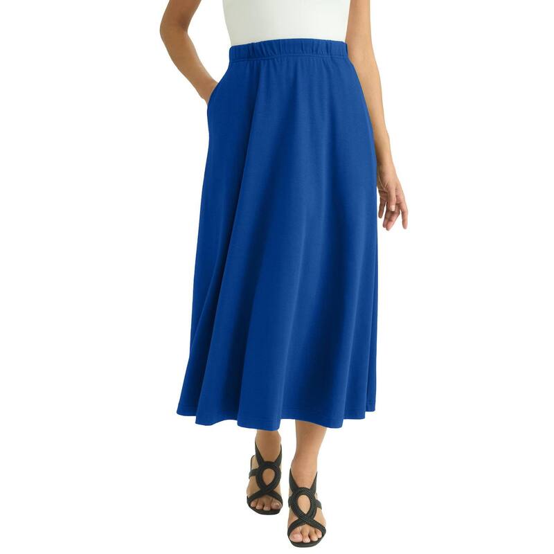 ジェシカロンドン レディース ボトムスカート プラスサイズ ミディ Jessica London Women's Plusize Soft Ease Midi Skirt Dark Sapphire サファイア