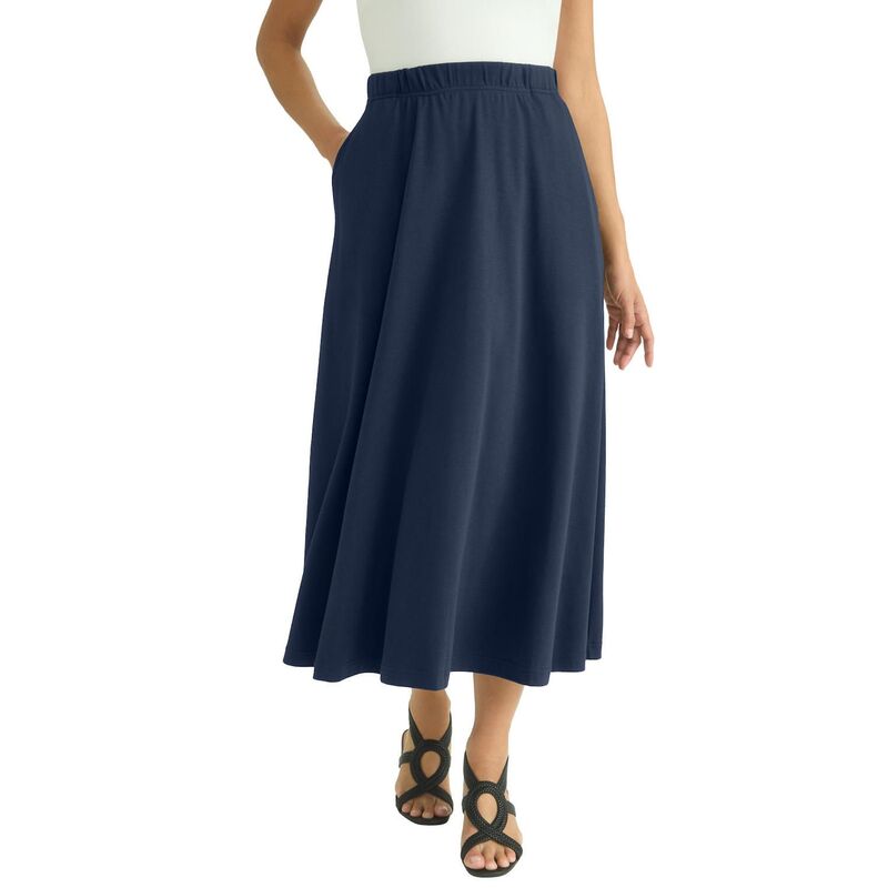ジェシカロンドン レディース ボトムスカート プラスサイズ ミディ Jessica London Women's Plusize Soft Ease Midi Skirt Navy ネイビー