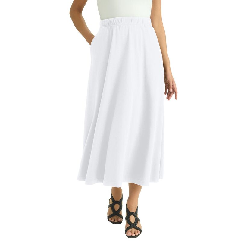 ジェシカロンドン レディース ボトムスカート プラスサイズ ミディ Jessica London Women's Plusize Soft Ease Midi Skirt White ホワイト