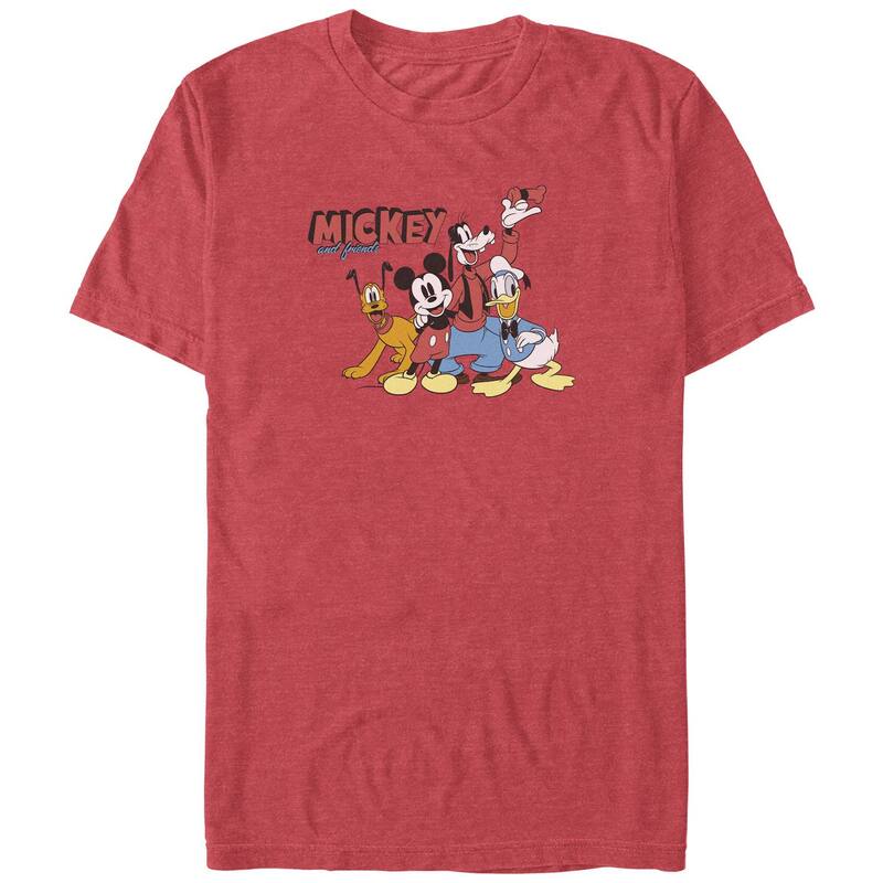ウォルトディズニー メンズ トップス ティーシャツ トール グラフィック Disney\u0027s Mickey Mouse And Friends Group Big \u0026 Tall Graphic Tee Red Heather ギョリュウモドキ トップス-メンズファッション