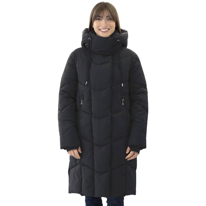 ナインウェスト レディース アウター ジャケット・ブルゾン キルティング コート Women's Nine West Hooded Heavyweight Quilteduvet Puffer Coat Black ブラック