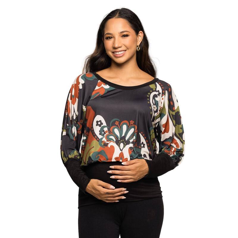 24 セブンコンフォート レディース トップス プルオーバー マタニティ Maternity 24Seven Comfort Apparel Paisley Dolman Sleeve Banded Top Green Multi 緑であること