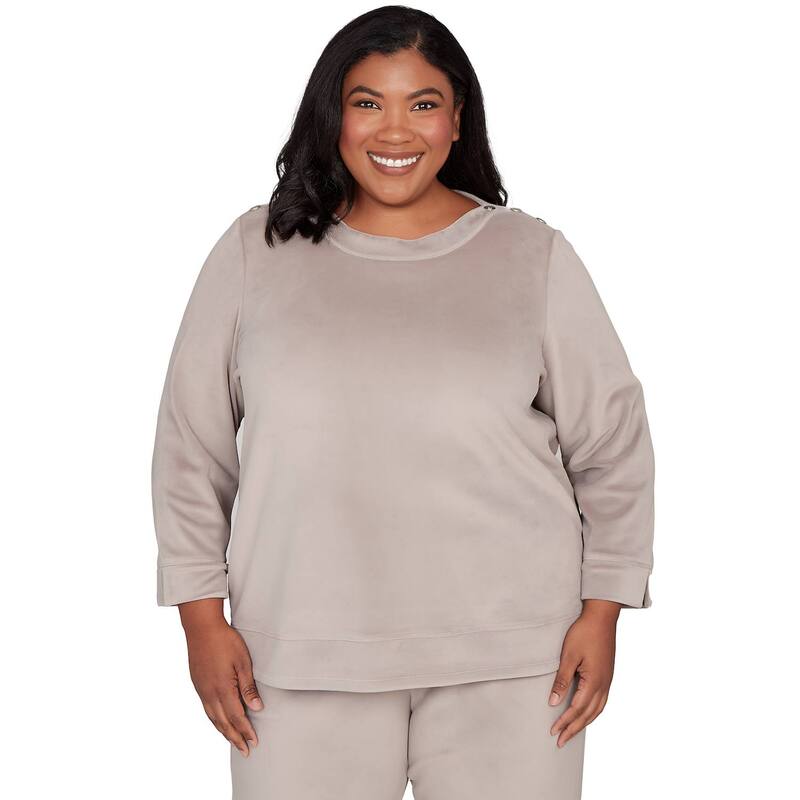 アルフレッド ダナー レディース トップス Tシャツ プラスサイズ Plusize Alfredunner Luxe Shoulder Button Topebble