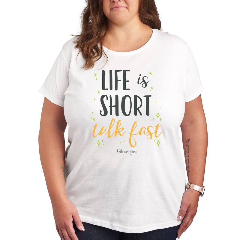アニメキャラクター レディース トップス Tシャツ プラスサイズ グラフィック Licensed Character Plus Gilmore Girls Talk Fast Graphic Tee White ホワイト