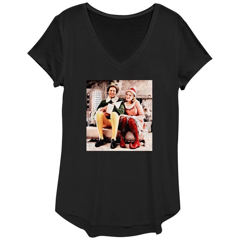 アニメキャラクター レディース トップス Tシャツ グラフィック Licensed Character Women's Elf Buddy And Jovie Portrait Graphic Tee Black ブラック