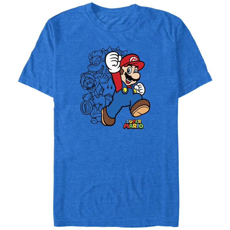 アニメ人となり メンズ トップス ティーシャツ トール グラフィック Licensed Character Big \u0026 Tall Super Mario Bros And Company Graphic Tee Royal Heather ギョリュウモドキ Tシャツ・カットソー-トップス-メンズファッション