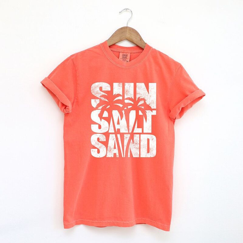 Simply Sage Market レディース トップス ティーシャツ Simply Sage Market Sun Salt Sand Garment Dyed Tees Bright Salmon 年魚 トップス-レディースファッション-Tシャツ・カットソー