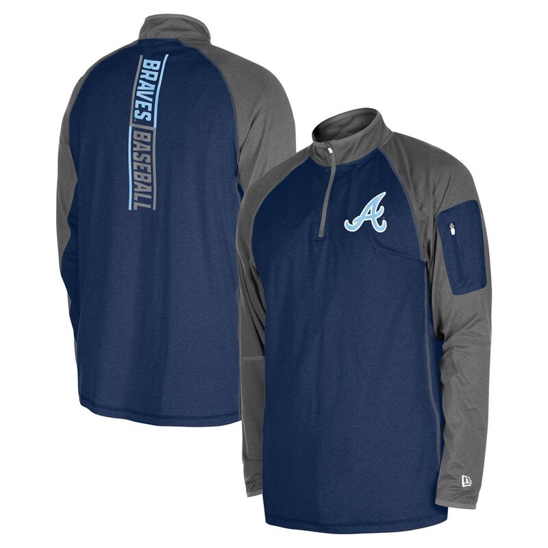 ニューエラ メンズ トップス Tシャツ Men's New Era Navy Atlanta Braves Father's Day Raglan Quarter-Zip Top Brv Navy ネイビー