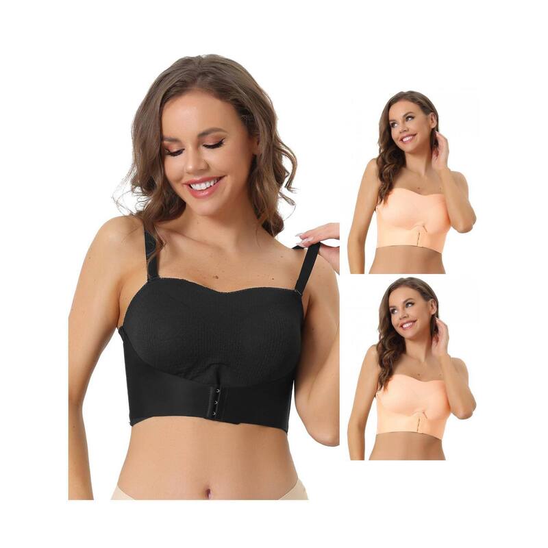 アレグラ ケー レディース アンダーウェア ブラジャー ストラップレス ALLEGRA K 3 Packs Women's Wirefree Brastrapless Breathable Push-up Support Bralette For Wedding Dress Beige Black ブラック 18,446円