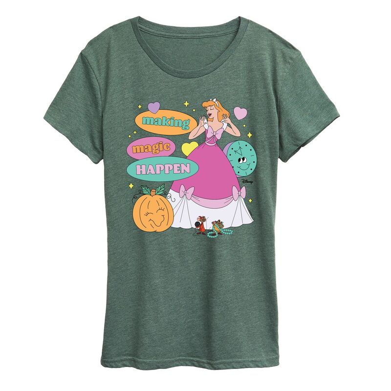 ディズニー レディース トップス Tシャツ グラフィック Disney's Cinderella Women's Making Magic Happen Graphic Tee Heather Juniper ヘザー