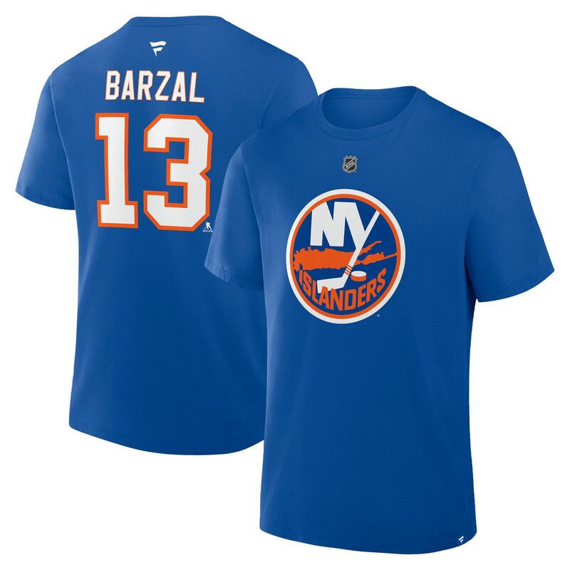 ファナティクス メンズ トップス Tシャツ Men's Fanatics Mathew Barzal Royal New York Islanders Authentic Stack Name & Number T-Shirt Isl Blue ブルー