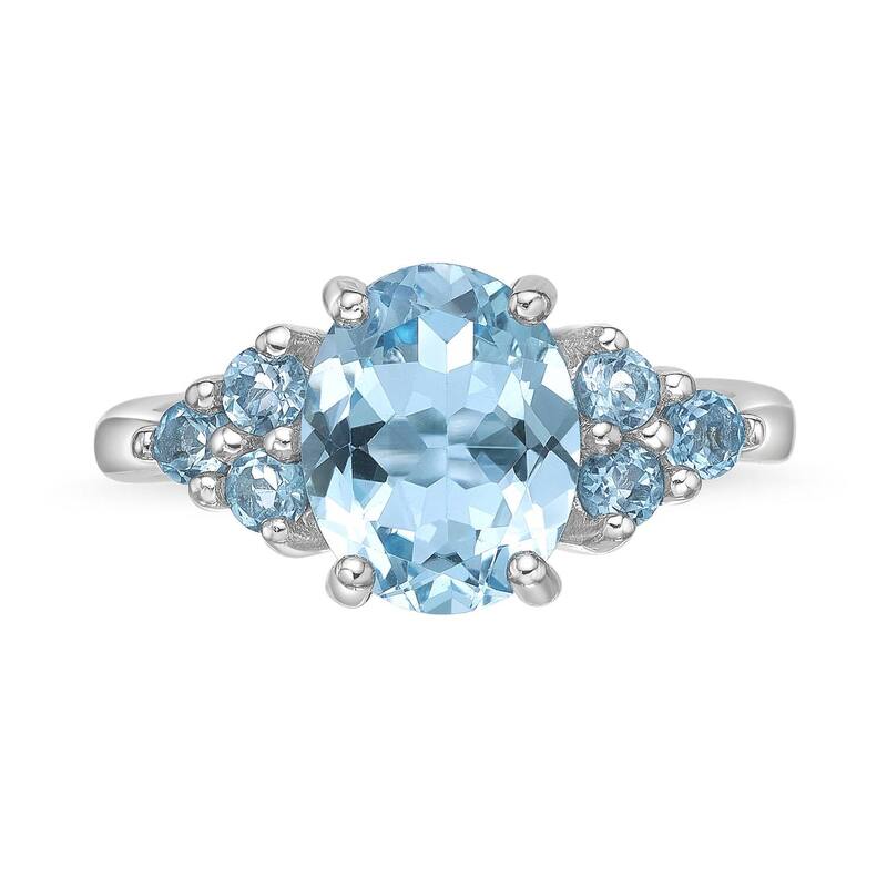 Gemminded レディース アクセサリー リング Gemminded Rhodium Over Sterling Silver Blue Topaz Ring Sterling ブルー|ReVida 店