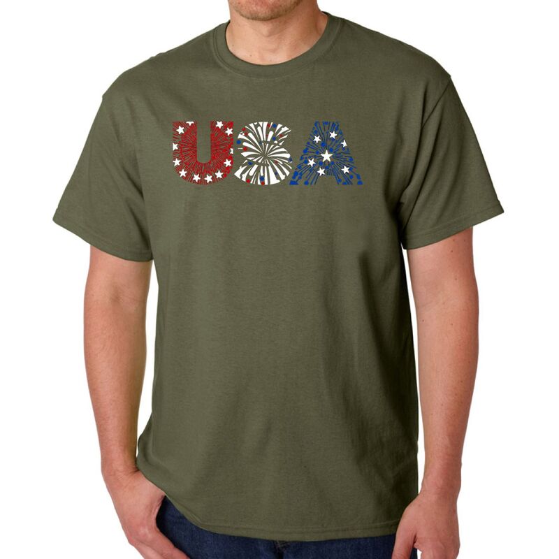 エルエーポップアート メンズ トップス Tシャツ LA Pop Art U.s.a. Fireworks - Men's Word Art-shirt Grey グレー